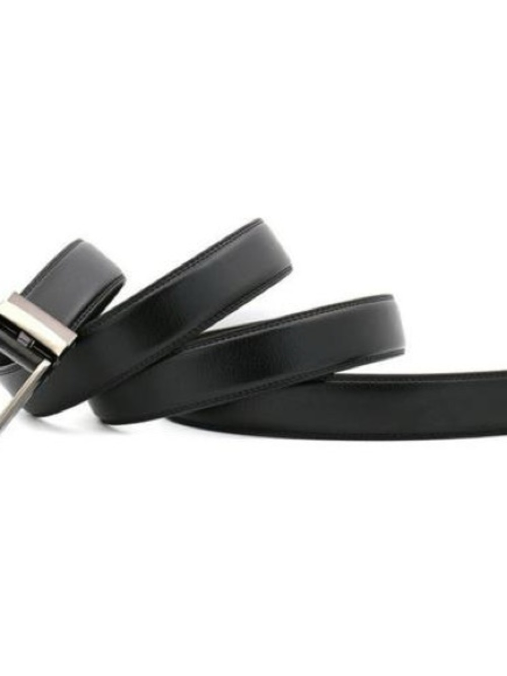 Classic Black Leather Men's Belt - Polished Buckle